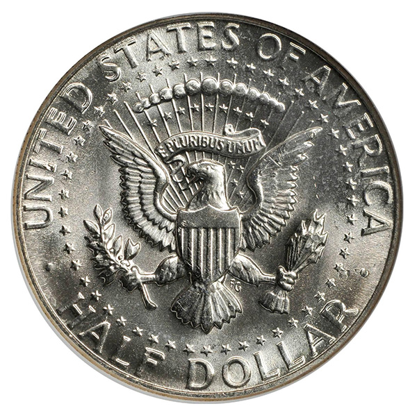1979 Kennedy half dollar die break CUD error showing raised blob of metal at the rim from a broken die